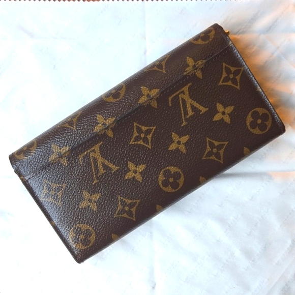 CLEAN Louis Vuitton Sarah Long Wallet Monogram Brown/Fuchsia - Picture 6 of 13